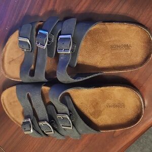 Sonoma Black Triple Strap Sandals Womwn's 9 1/2